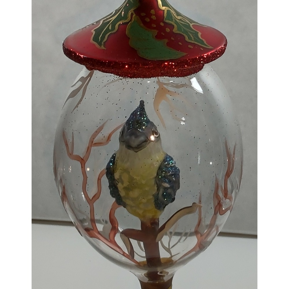Hand Made/Painted Glass Tabletop Ornament "Red Christmas Dove" - Made in Poland - Picture 5 of 5